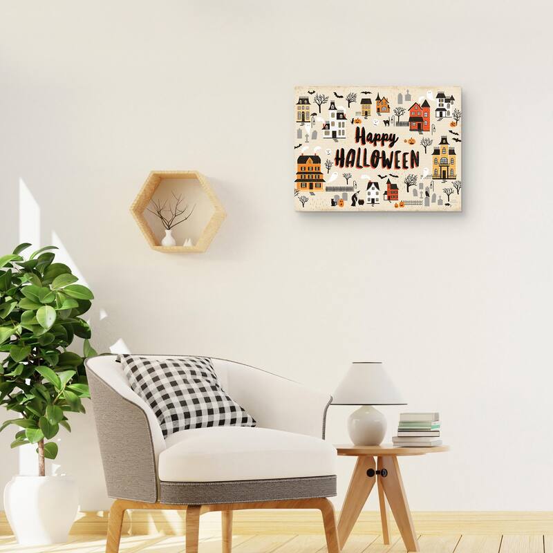 Spooky Village I Cream Canvas Art Print