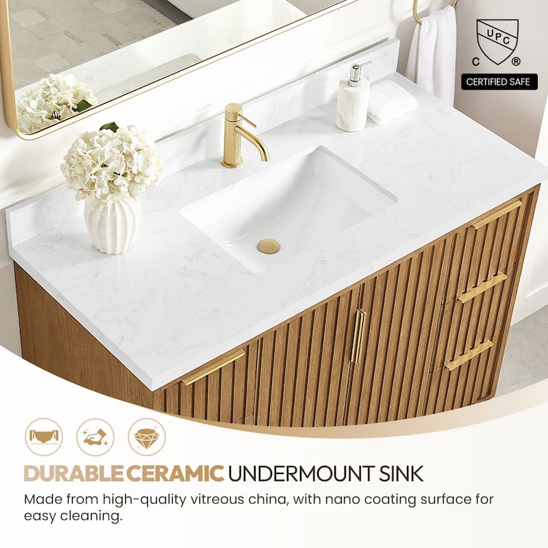 Bangkok Bath Vanity with White Grain Stone Top, no Mirror