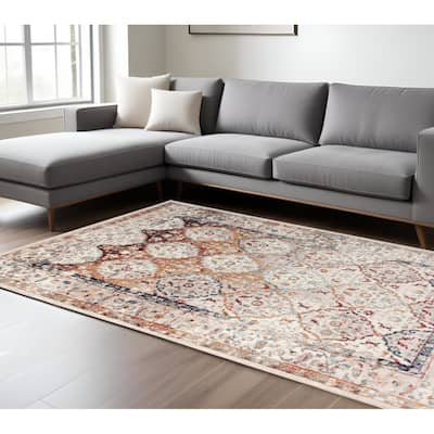 Qidi Power Loomed Floral Stain Resistant Area Rug By HomeRoots