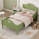 preview thumbnail 9 of 12, Girl's Princess Twin Size Bed Frame with Macaron Colors, Safety Rails, Headboard and Footboard for Toddlers, Seasoft Green