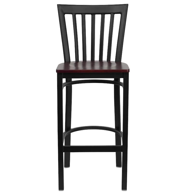 School House Back Metal Restaurant Barstool (Set of 2) - 17.25"W x 19.5"D x 41.75"H - 17.25"W x 19.5"D x 41.75"H