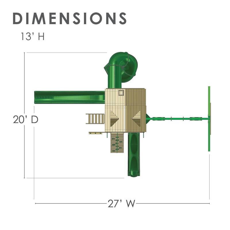 Gorilla Playsets Great Skye II Wood Swing Set with 3 Swing Set Slides