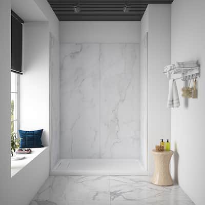 Ove Decors Arroyo 60 x 32 in. Solid Surface Alcove Shower Wall