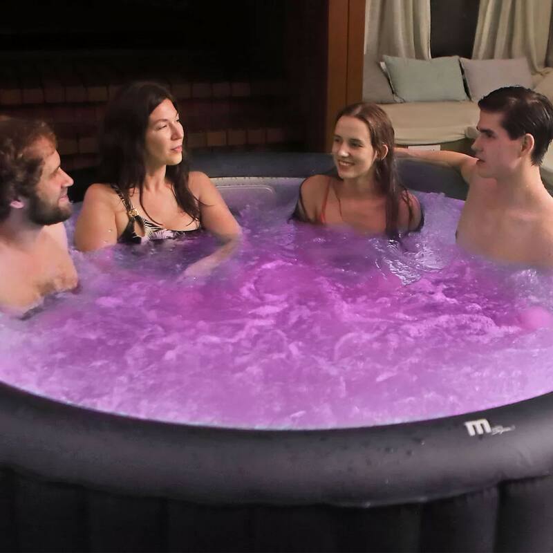 MSpa Round Inflatable Bubble Spa, 4 to 6 Person Hot Tub with LED Lights, Aurora - 73.9