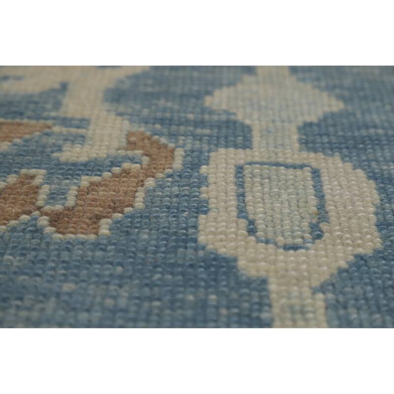 Hand Knotted Oriental 100% Wool Carpet Transitional All-Over Navy Blue & Blues Oushak Area Rug - 12' 5'' X 9' 9''