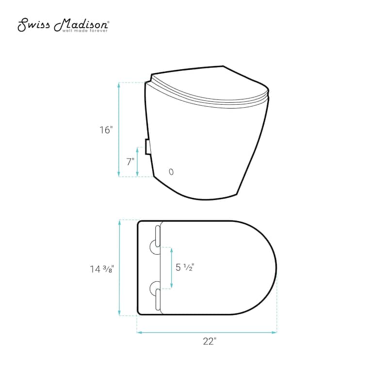 Angers Back-To-Wall Elongated Toilet Bowl - 22.25" x 14.35" 16.15"