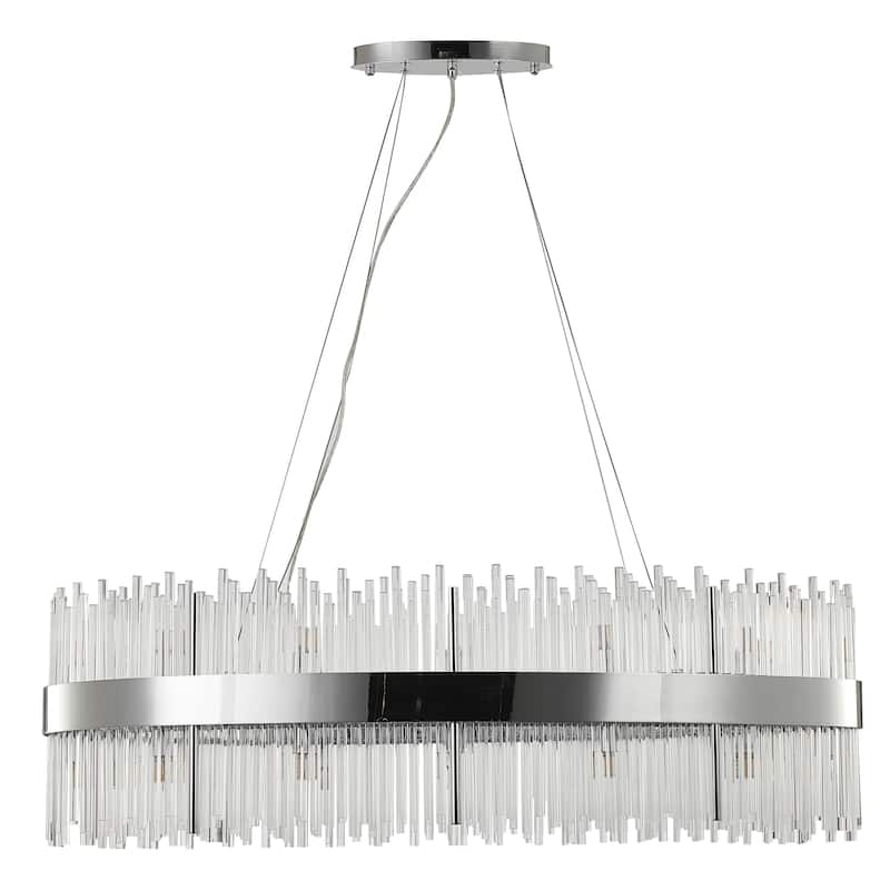 Transitional 24-Light Chrome Oval Stainless Steel Frame Chandelier