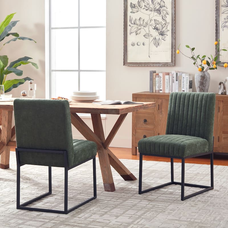 Mid Century Modern Dining Chair with Black Metal Legs