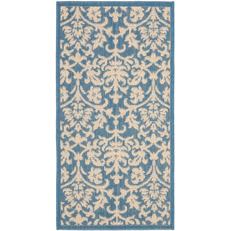 SAFAVIEH Courtyard Heleena Indoor/ Outdoor Waterproof Patio Backyard Rug - 2' x 3'7" - Blue/Natural