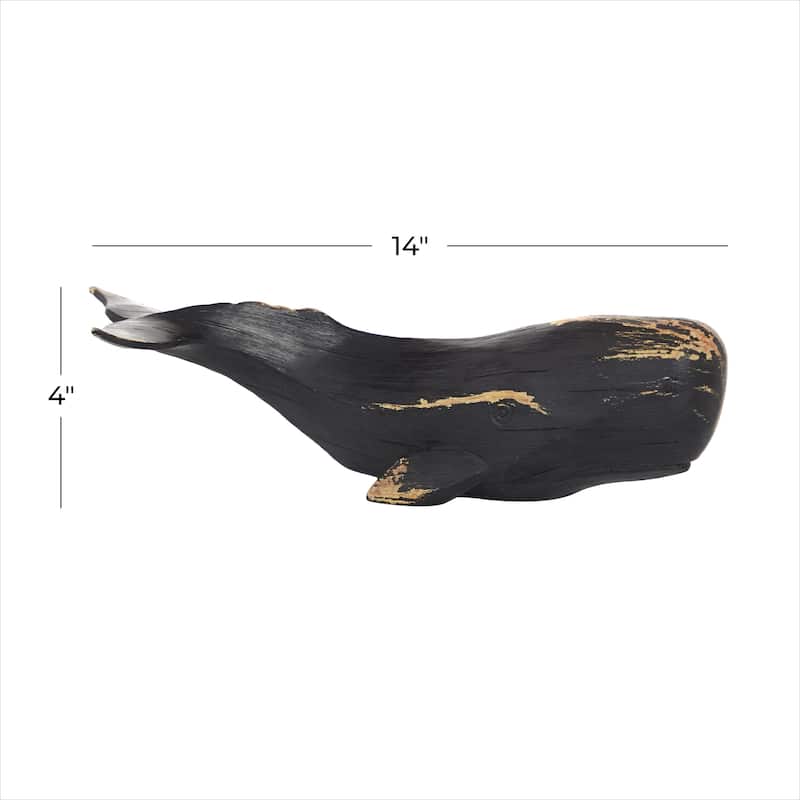 Polystone Whale Handmade Decorative Sculpture - Black - Roche River Decor
