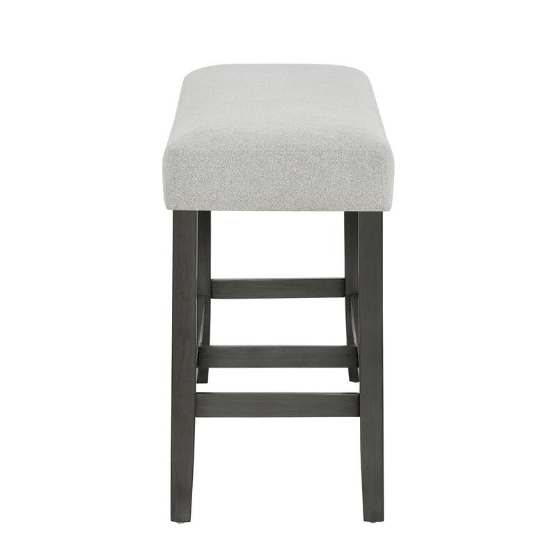 Selena 40" Light Gray Fabric Counter Height Bench with Gray Wood Frame & Wooden Footrest - Upholstered Dining & Kitchen Seating