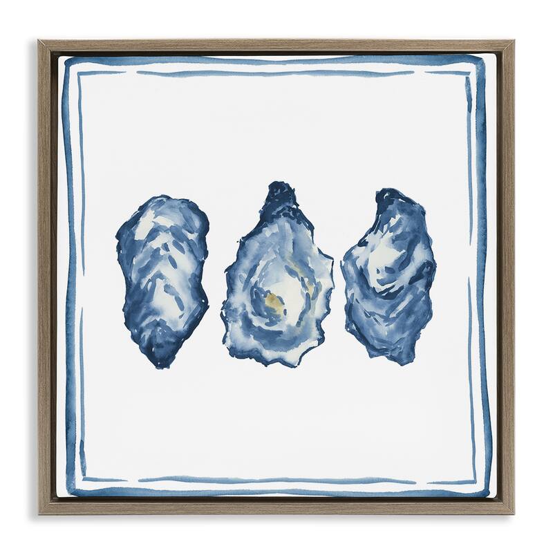 Stupell Oyster Shell Trio Framed Floater Canvas Wall Art Design By Lucille Price - 18 x 18 - Brown