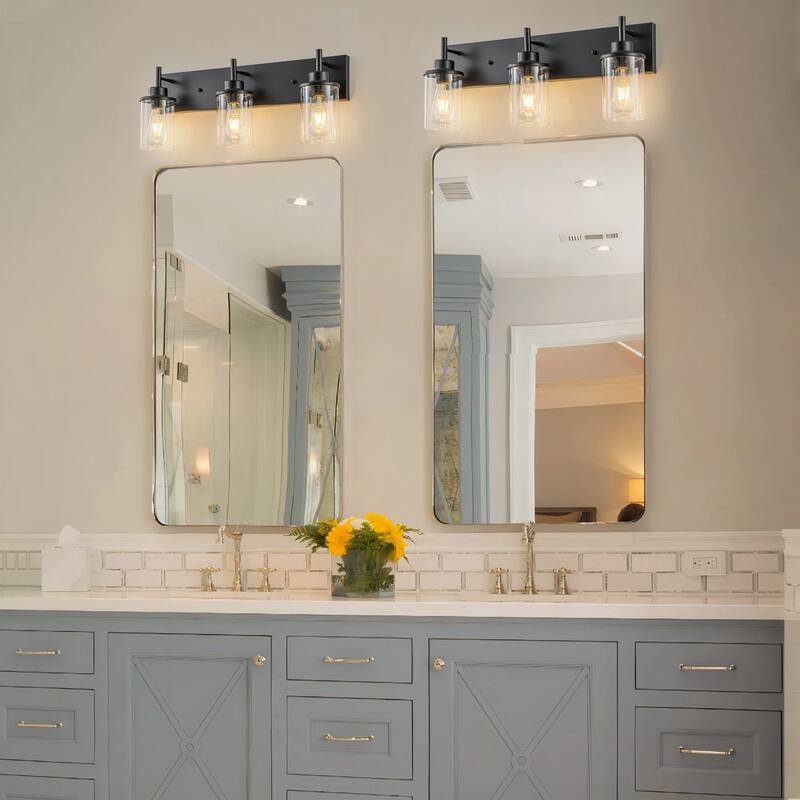 Starsky 3-Lights 23.62in. Modern Bathroom Vanity Light with Glass Shade