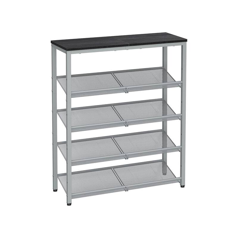 Brown Wood 5-Tier Shoe Rack with Storage Shelves and Spacious Top - 11.8”D x 29.5”W x 36.6”H