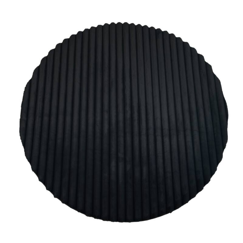 Madrid Collection Ultra Soft Ribbed Faux Fur Area Rug - Grey - Round - 7 x 7