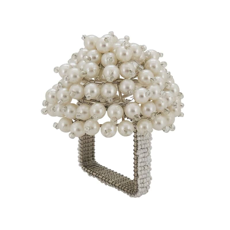 Pearl Napkin Rings With Dome Design (Set of 4)