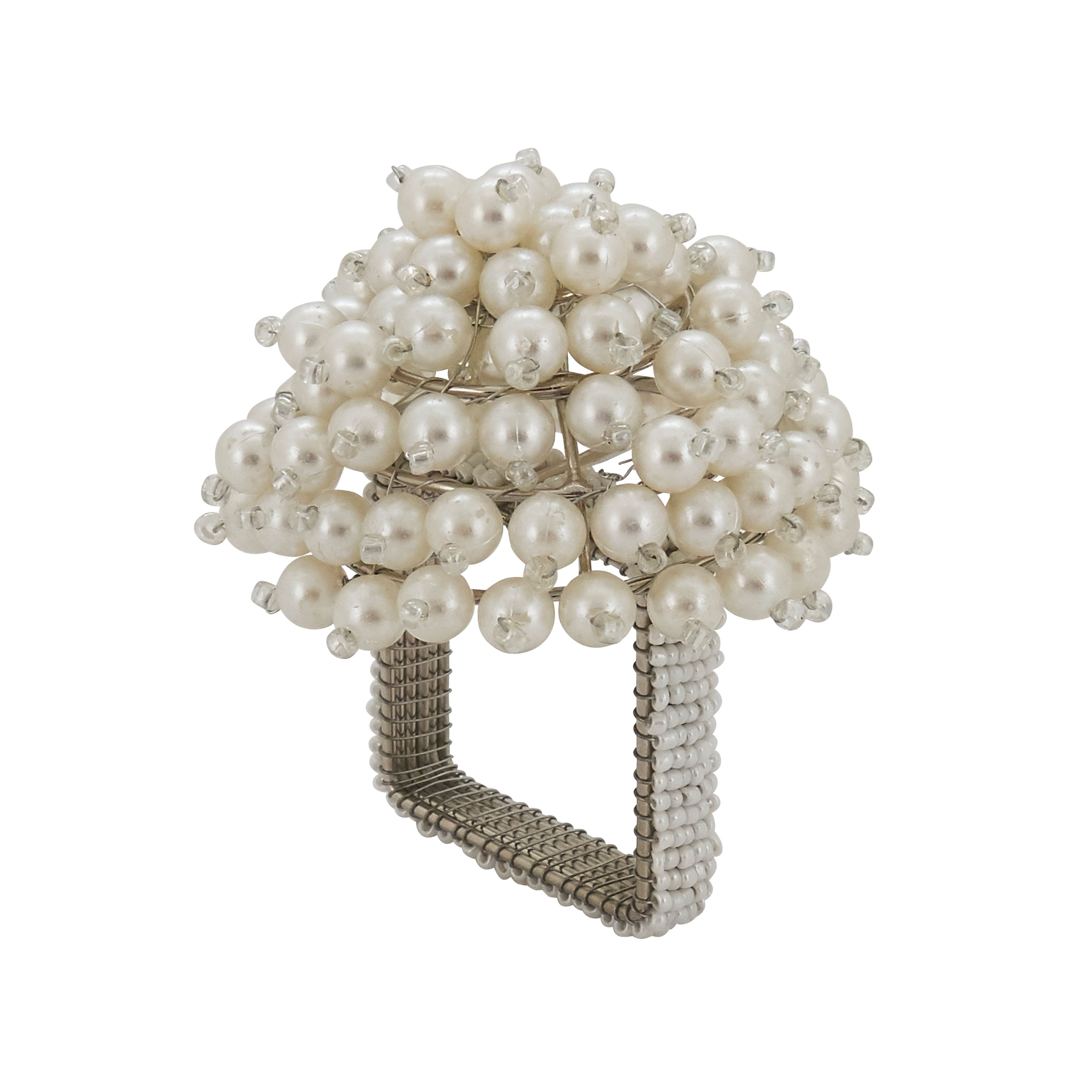 Pearl Napkin Rings With Dome Design (Set of 4)