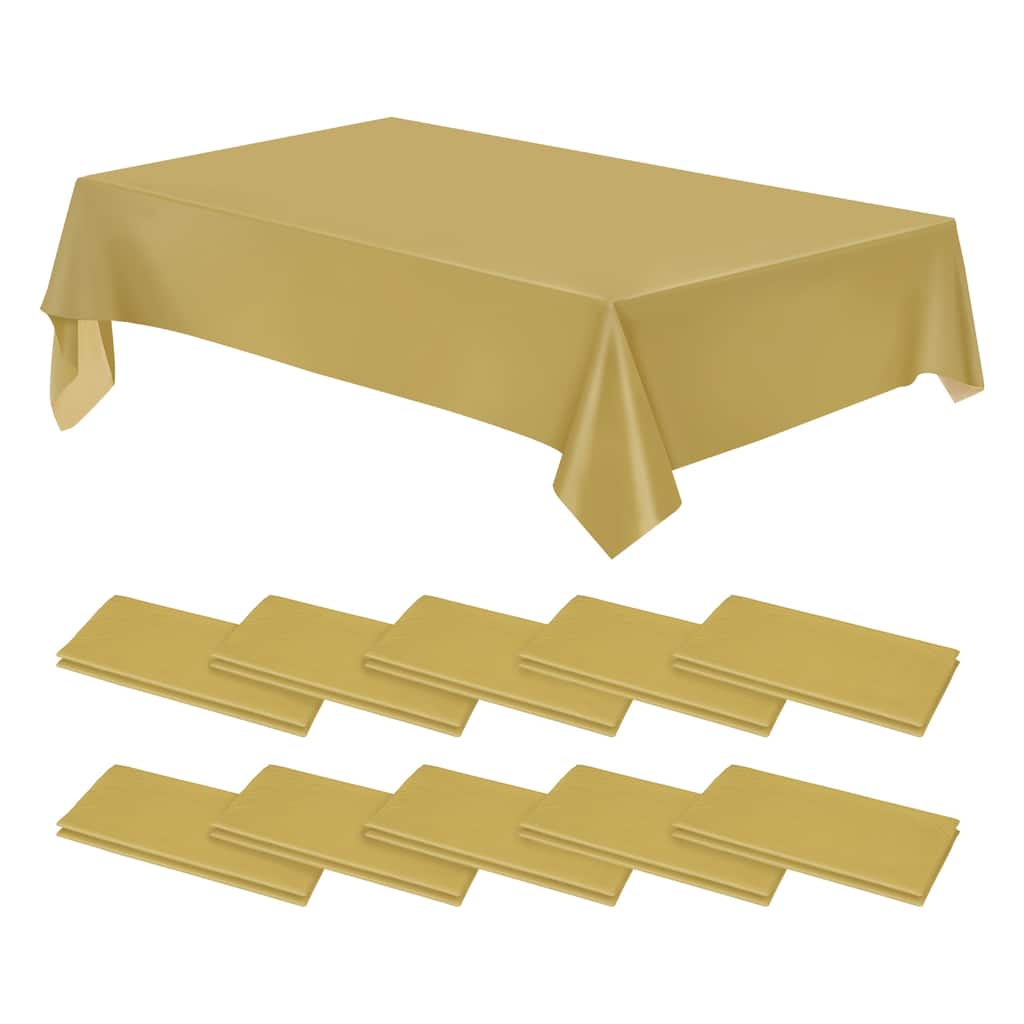Disposable Table Cloth, 108 Inch x 54 Inch Table Runner, Gold Tone Pack of 28 - Gold Tone