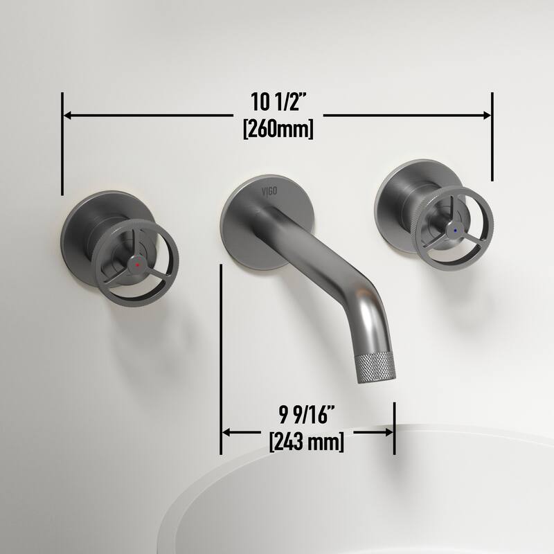 VIGO Lotus 16"L x 16"W MatteStone Vessel Sink and Cass Wall Mount Faucet Set