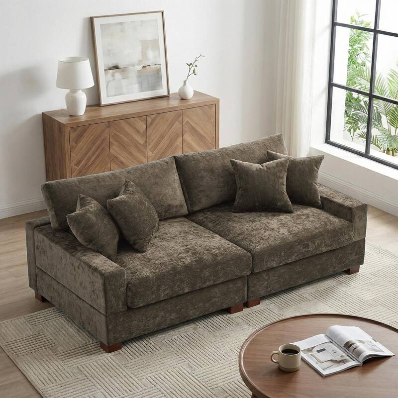 Modern Upholstered Chenille Modular Sectional Sofa with Pillow