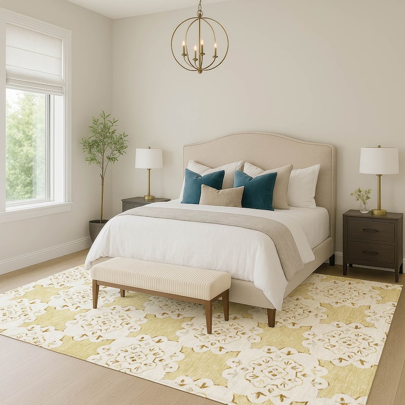 Machine Washable Indoor/ Outdoor Global Motif Chantille Rug