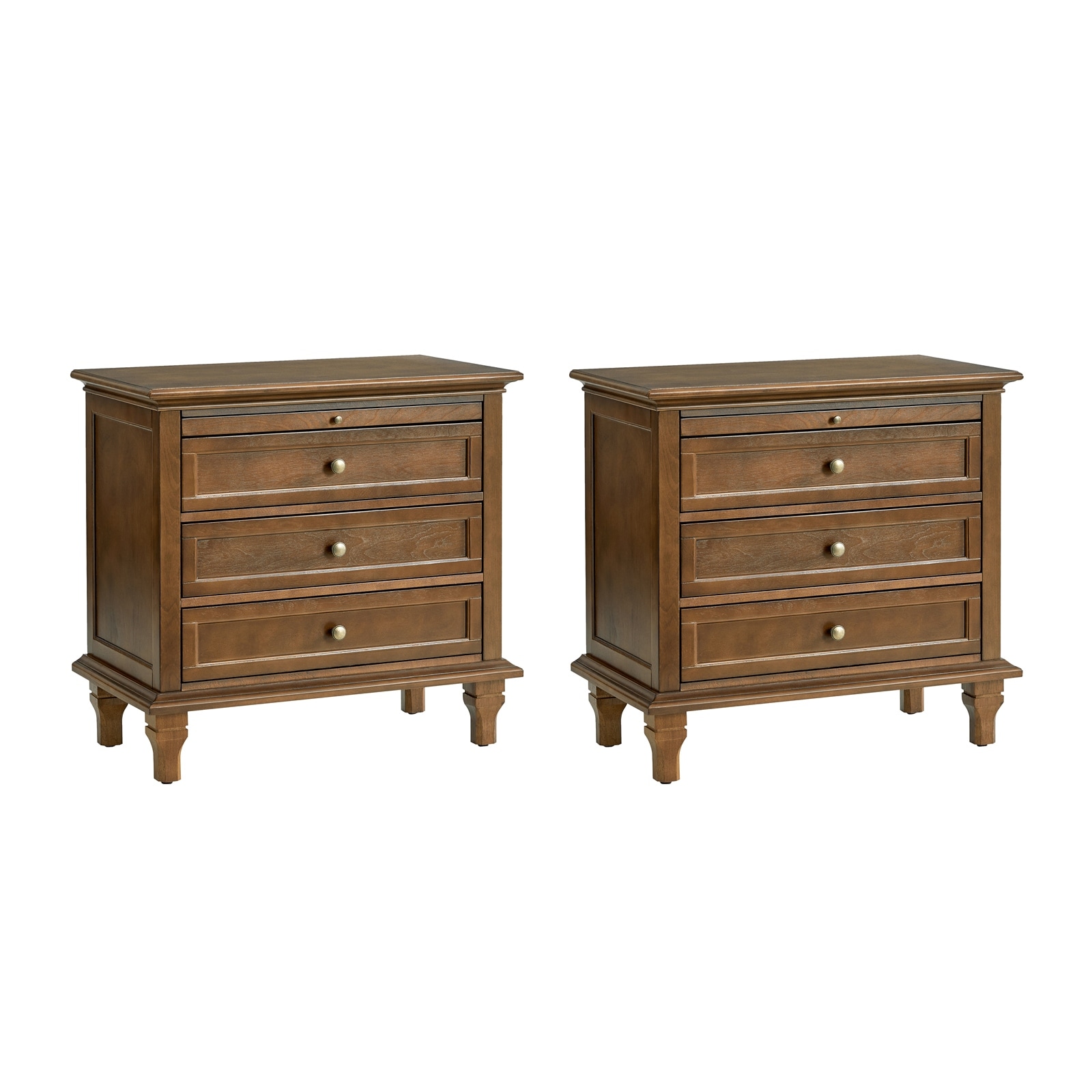 Muriel Farmhouse 3 Drawers Nightstand with Built-In Outlets Set of 2 by HULALA HOME