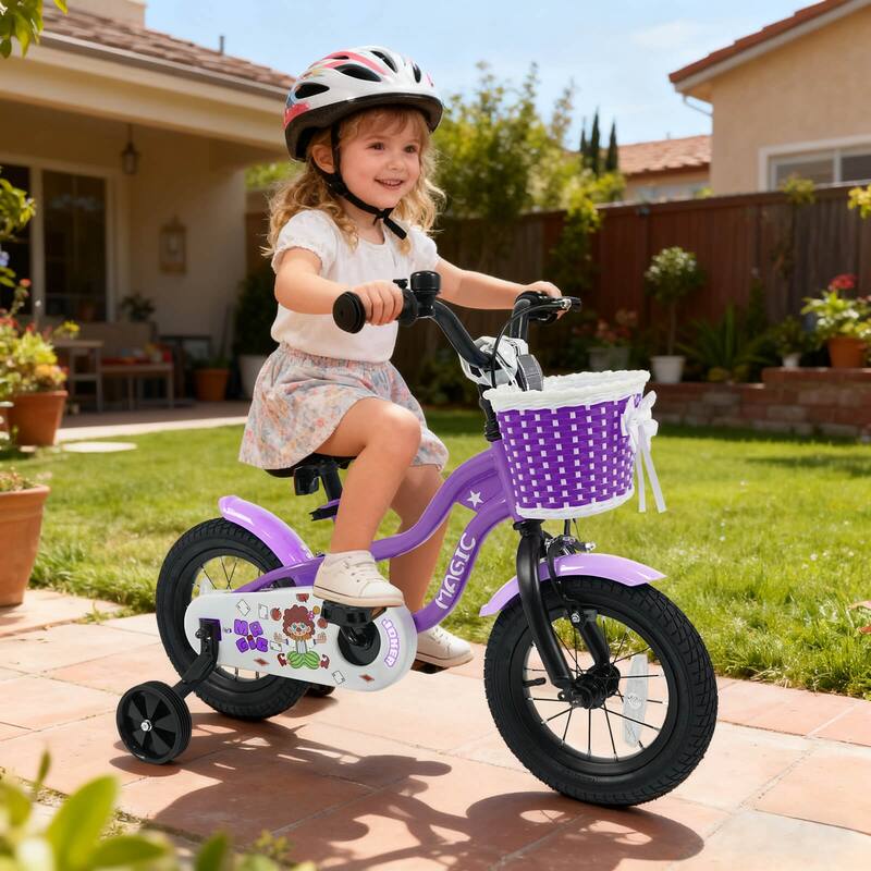 Costway 12”/14”/16”/18” Kids Bike with Training Wheels, Basket, Hand & - See Details