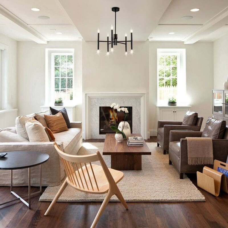 10 - Light Modern candle Chandelier with Adjustable Height, Sleek Linear Design for Dining Room, Living Room