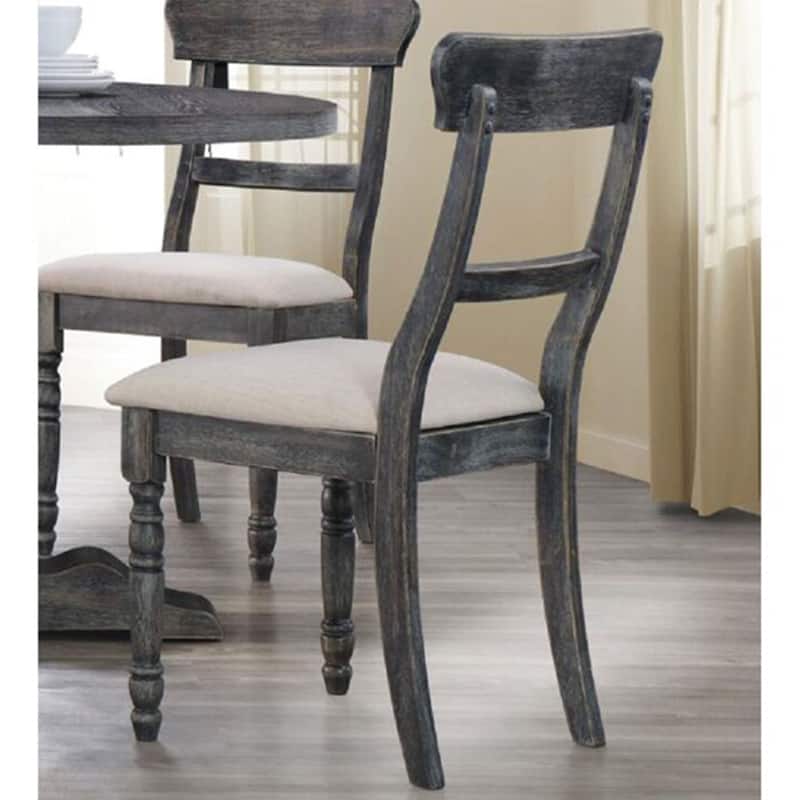 Set of 2 Dining Chairs with Padded Seat Cushion, Light Brown and Weathered Gray