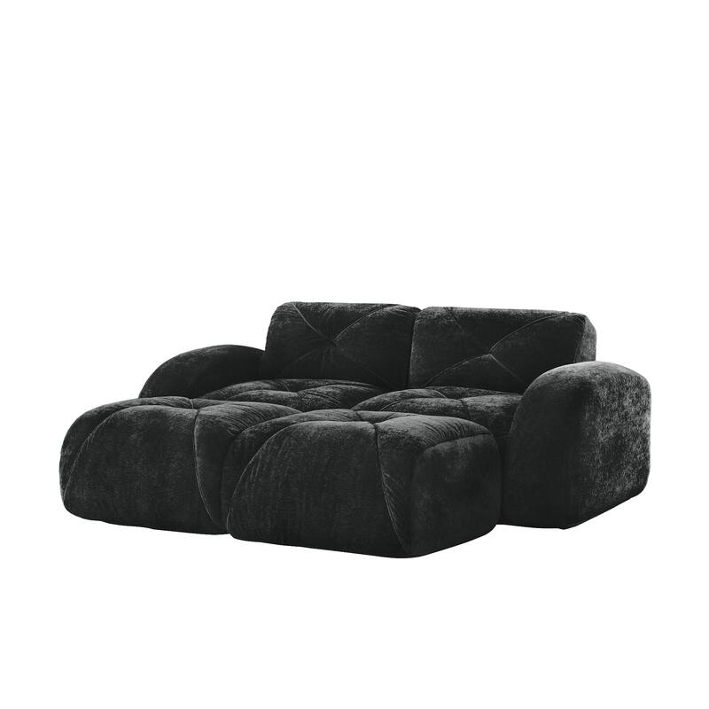 Velvet Tufted Loveseat Sofa Modular Couch, Boneless Deep Seat 2-Seater Couch, Available with/without Ottoman
