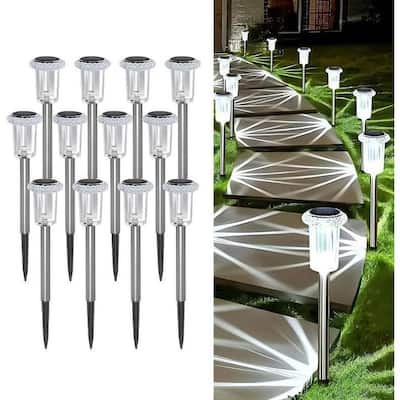 12 Pack Solar Lights Outdoor Waterproof LED Solar Garden Lights for Patio, Lawn, Yard - White - 2.13''x13''