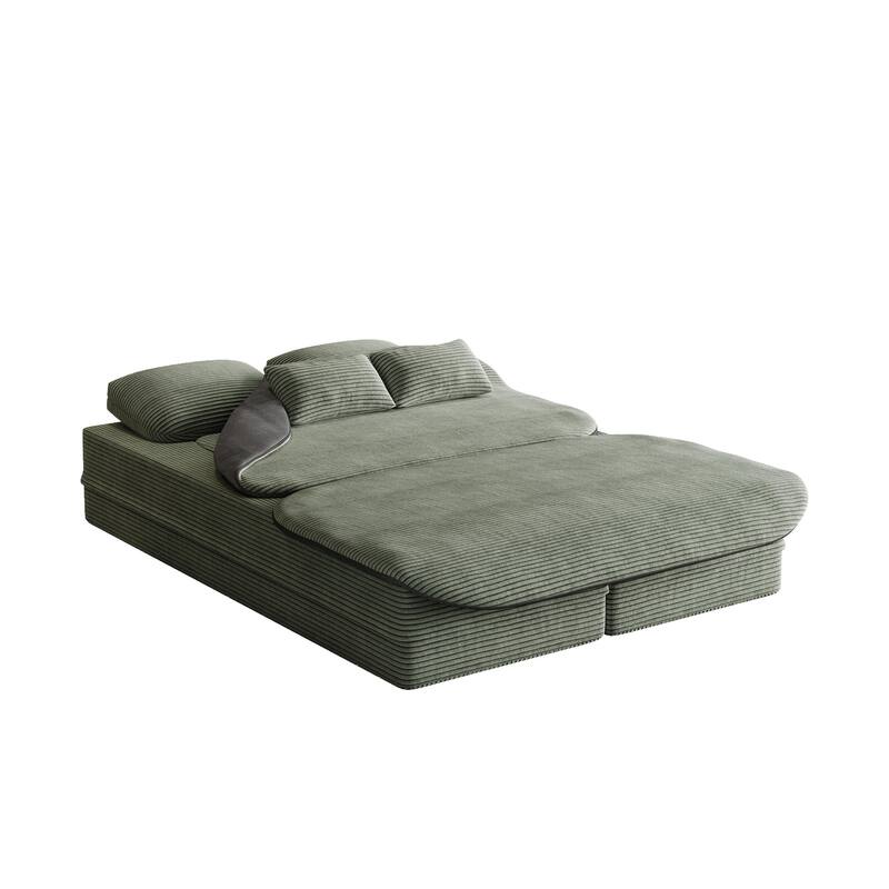 75''2-in-1 Foldable Sofa,Convertible Sleeper Foam Sofa Bed with Multi Functional Blanket, Floor Sofa Lounge Sofa