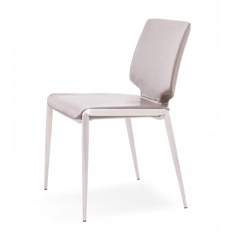 Silver/Gray Faux Leather Upholstered Metal Frame Dining Chair, Set of 2, Sturdy Dining Chair for Dining Rooms - 15.5