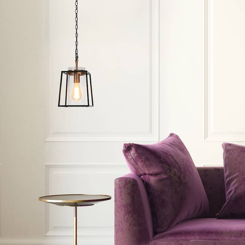 Modern Farmhouse 1-Light Lantern Pendant Lights Black Kitchen Island Lights - D 7.5'' x H 72.5''
