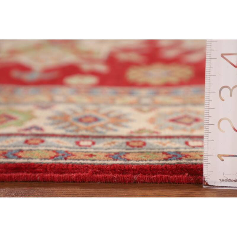 Red Kazak Oriental Accent Rug Handmade Geometric Wool Carpet - 3'3"x 5'0"