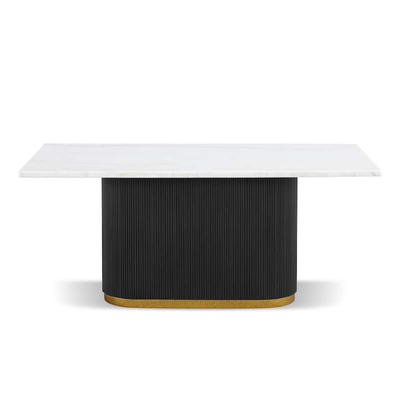Furniture of America Torin Modern Black and White 72-inch Marble Dining Table