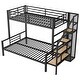preview thumbnail 4 of 9, Twin over Full Size Metal Bunk Bed with Storage Staircase and Open Wardrobe