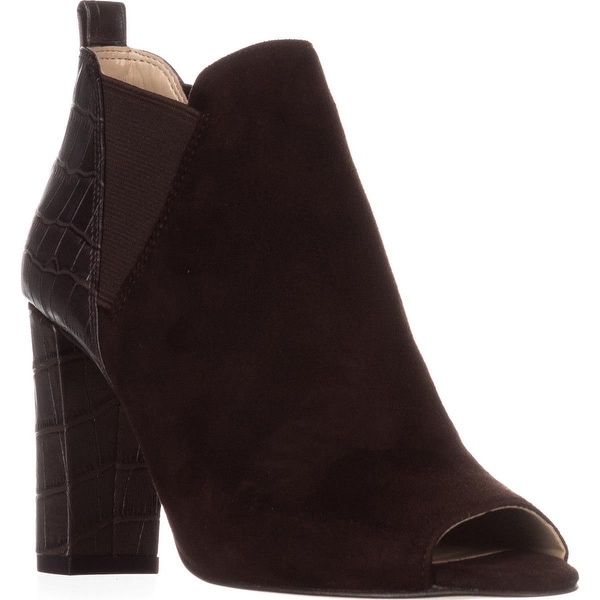 Marc Fisher Sayla Peep Toe Ankle Booties, Browm Multi Suede - 5 us
