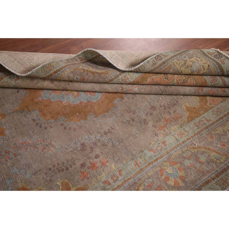 Brown & Orange Tabriz Persian Antique Rug Hand-Knotted Wool Carpet - 6'4"x 10'4"