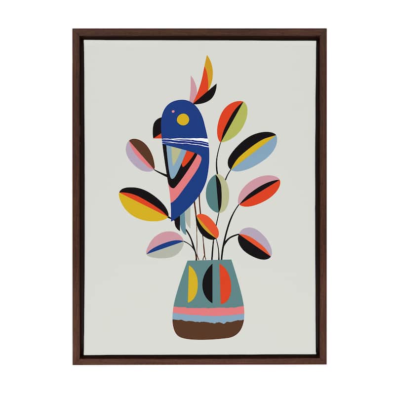 Kate and Laurel Sylvie Rubber Plant Framed Canvas by Rachel Lee - 18x24 - Brown - Plastic
