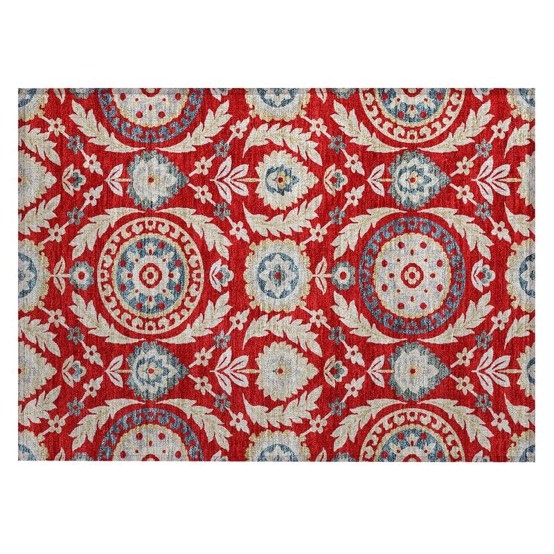 Machine Washable Indoor/ Outdoor Chantille Suzani Boho Rug