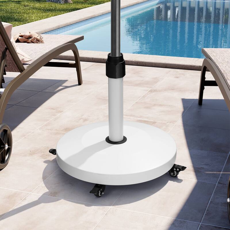 55 lbs Patio Market Umbrella Base Stand Cement/Concrete Weights Base Holder with Wheels - Dia. 18.9" x 18.1" high