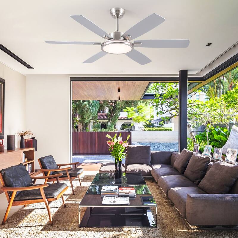 52" Modern Quiet Ceiling Fan with Light and Remote 6 Speed Airflow Bright Light for Bedroom Living Room Patio - 52 Inches