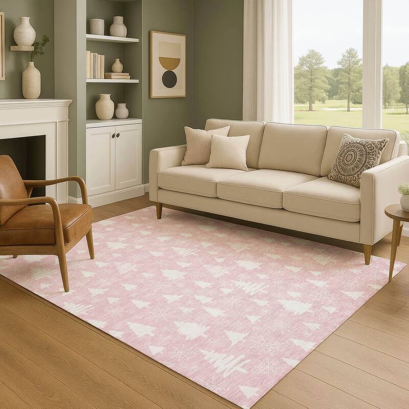 Premium Washable Super Soft Christmas Tree Mayfield Rug - Pink - 9' x 12'