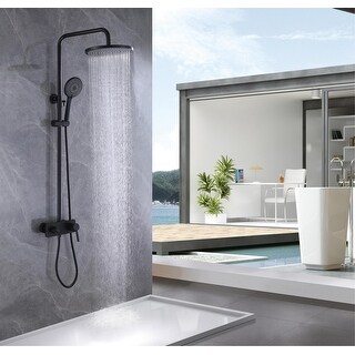 Wall Mounted 5-Way Complete 10'' Rain Shower System Black With High-pressure Handheld and Faucet