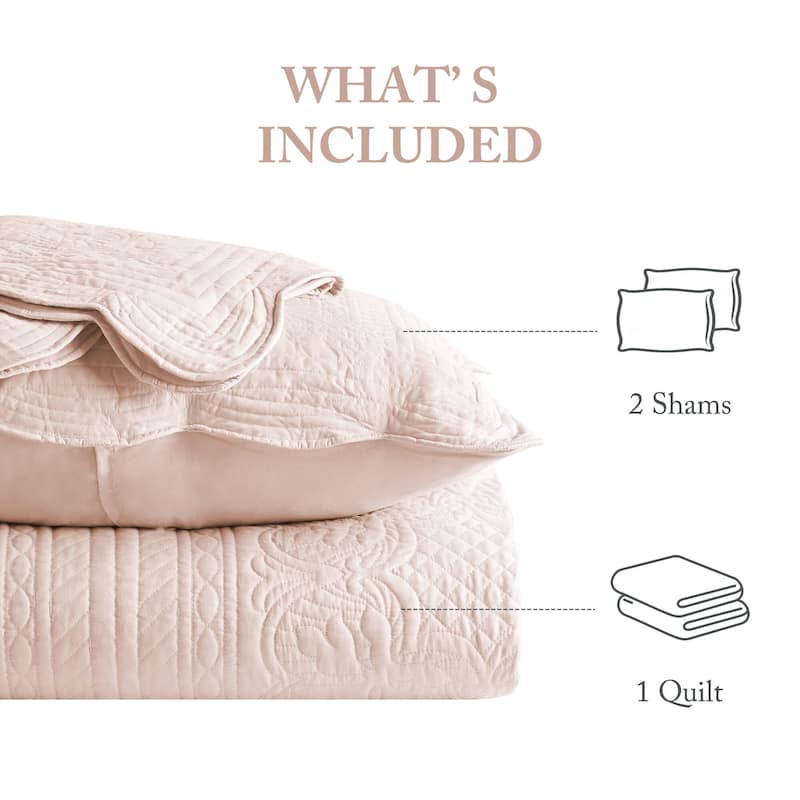 Madison Park Marino 3 Piece Reversible Scalloped Edge Quilt Set