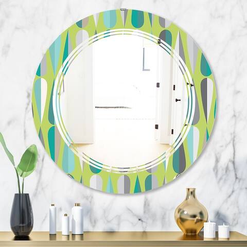 Designart 'Retro Abstract Drops VI' Modern Round or Oval Wall Mirror - Triple C