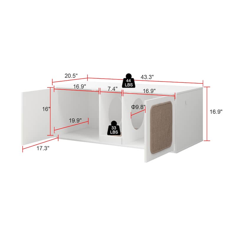 Modern Cat Litter Cat Enclosure,Washroom,Cabinet with two Large Rooms.