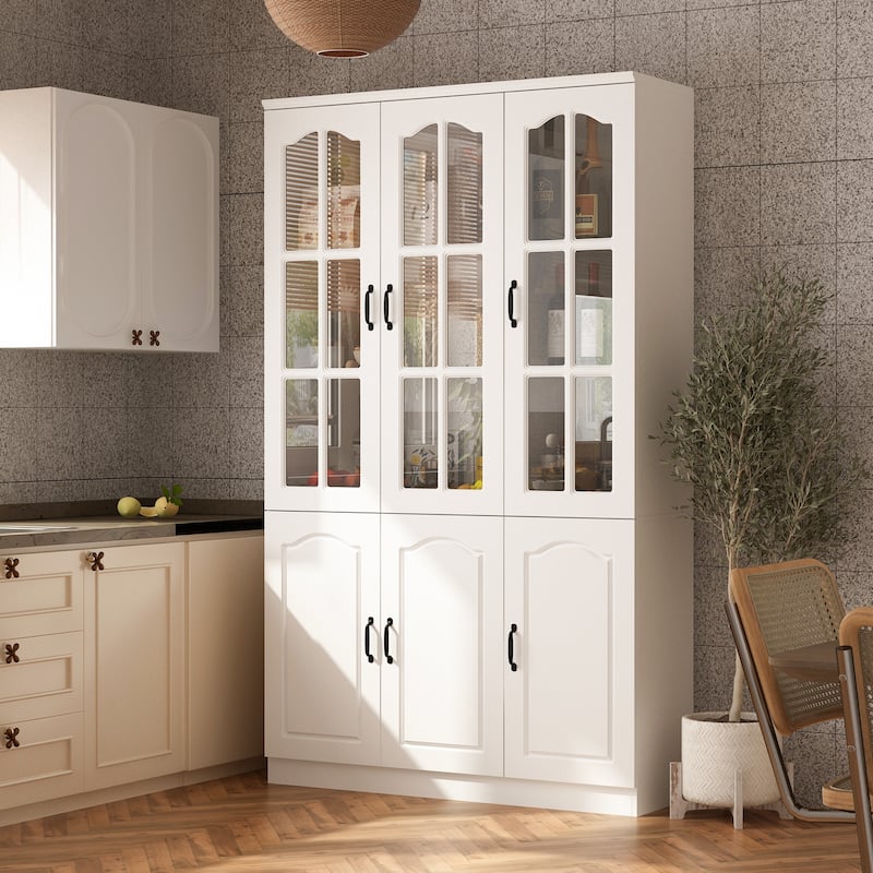 Home Office Storage Solution White Bookshelf, Pantry, and Display Unit - 47.2"