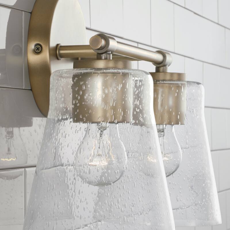 Baker 2-light Bath/ Vanity Fixture w/ Clear Seeded Glass